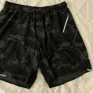 Lululemon Black Camo Surge Shorts with liner
